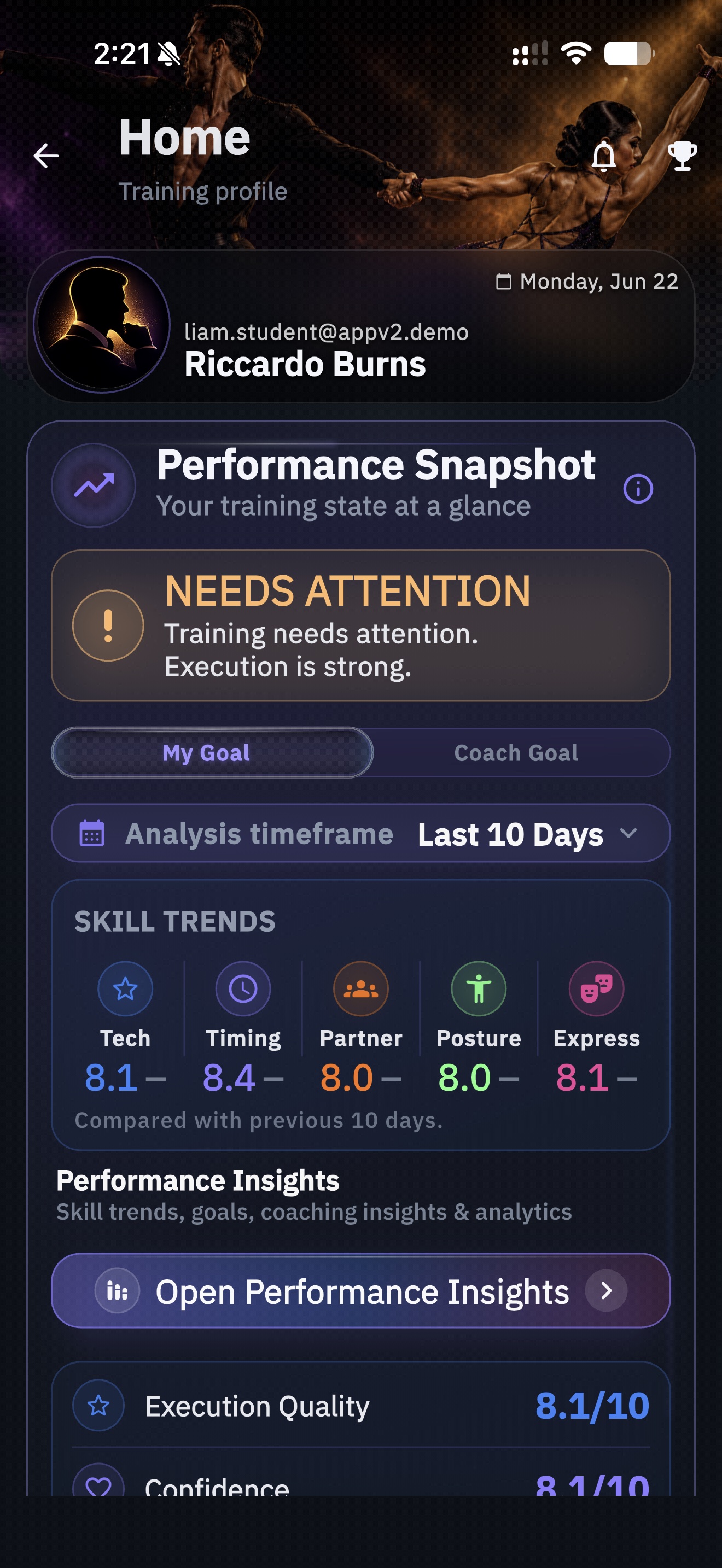 Training State screen in AXIOM