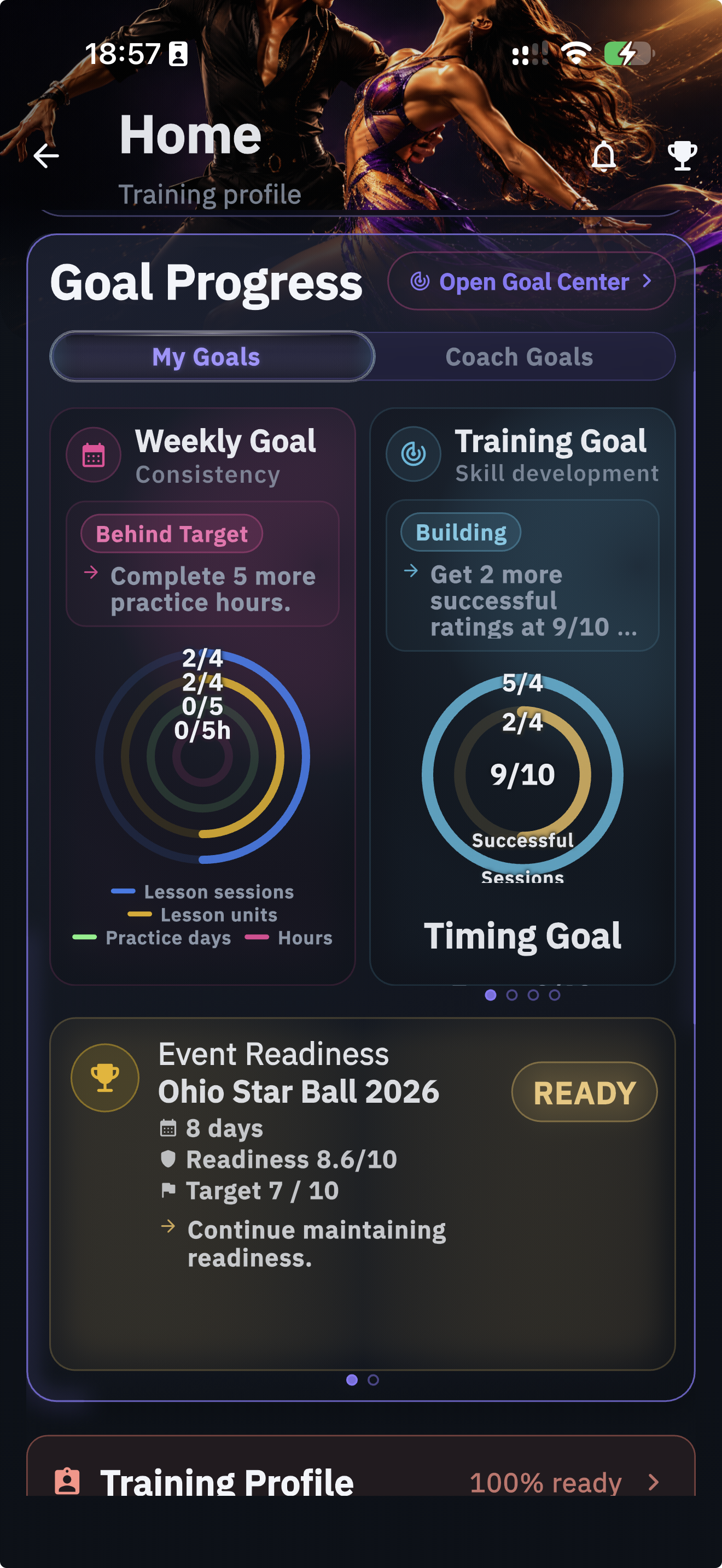 Goal Progress screen in AXIOM