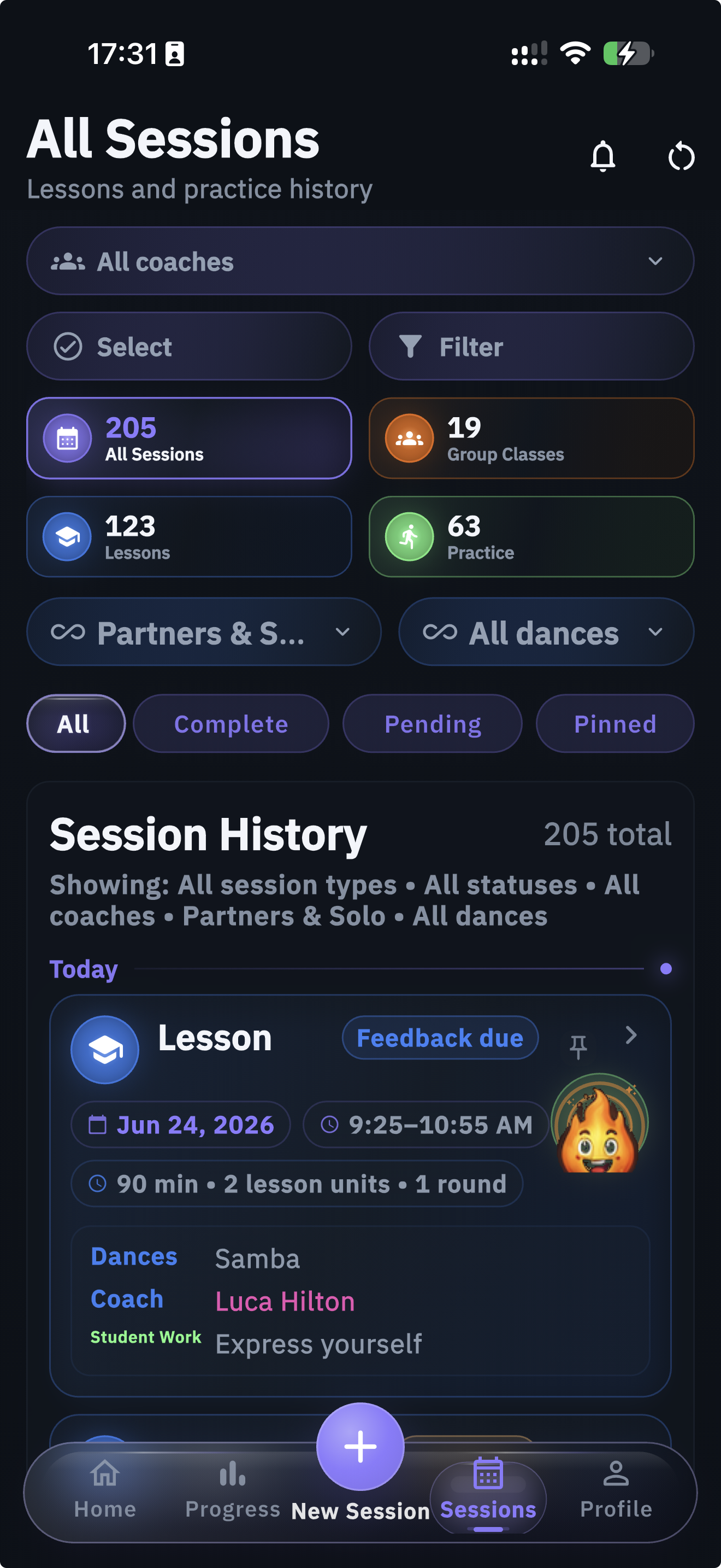 Session History screen in AXIOM