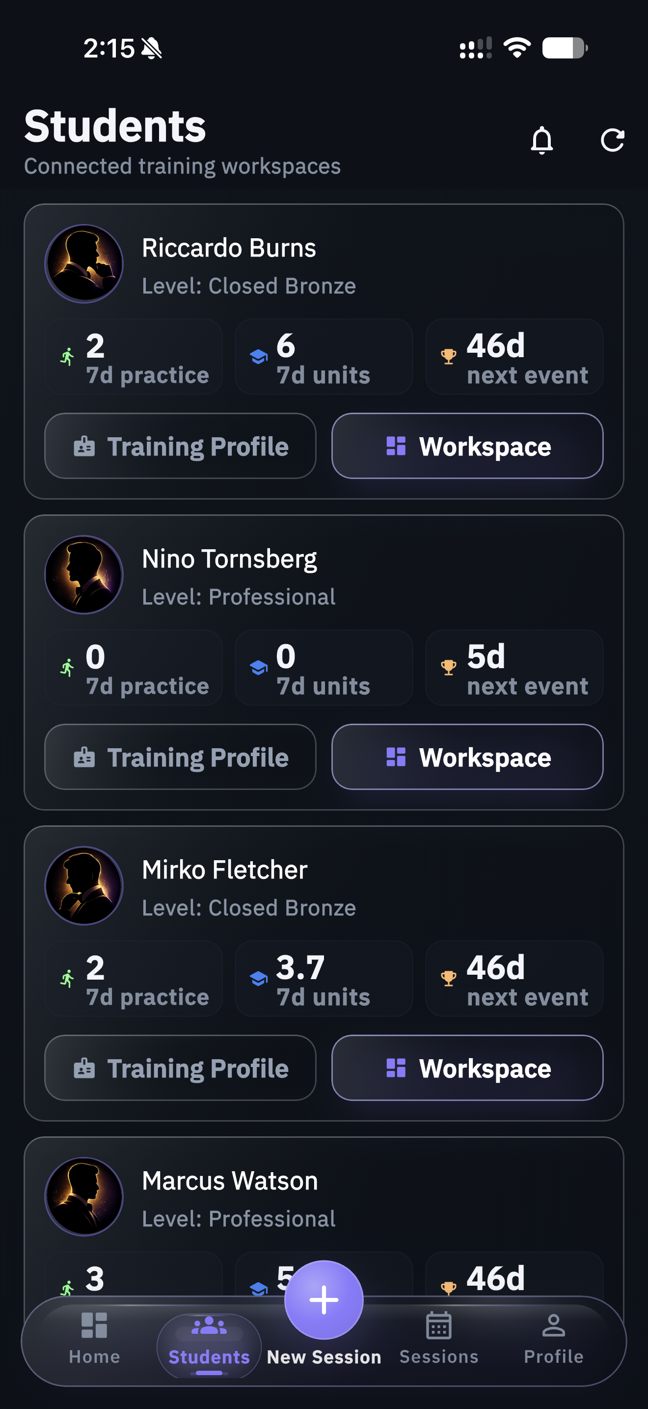 AXIOM students workspace screenshot